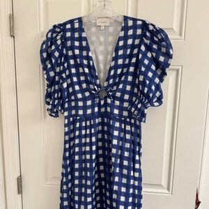 Cleobella blue and white check dress